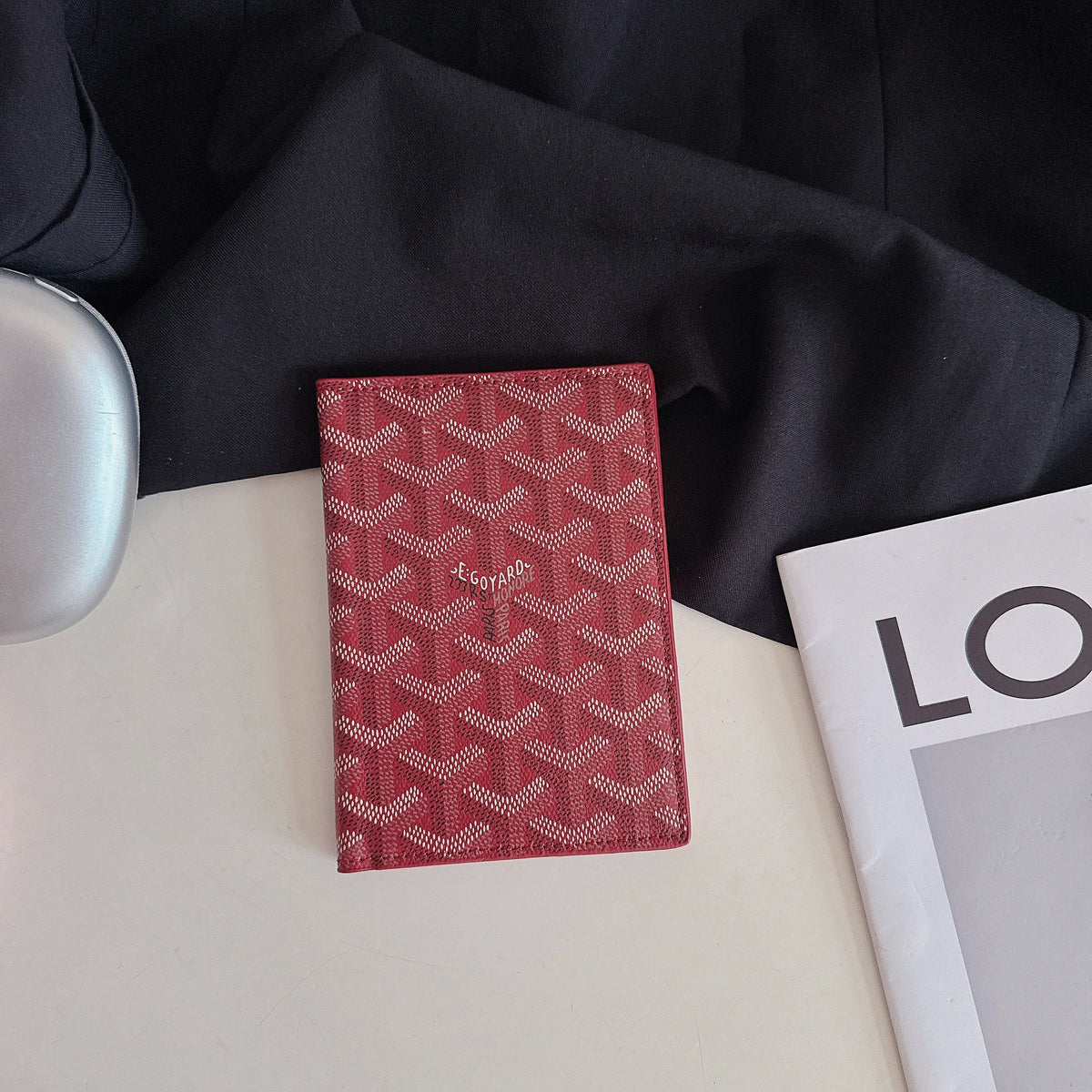 Elegant Goyardine Canvas Passport & Card Covers