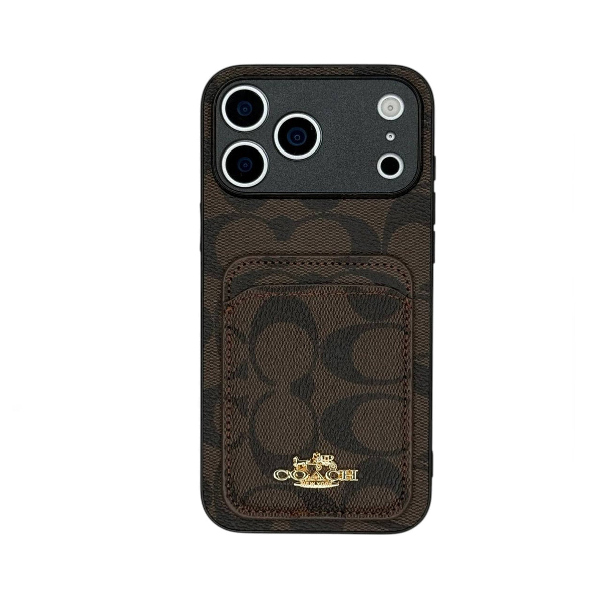 Luxury Coach Phone Case with Card Holder for iPhone 12-18 Pro & Pro Max