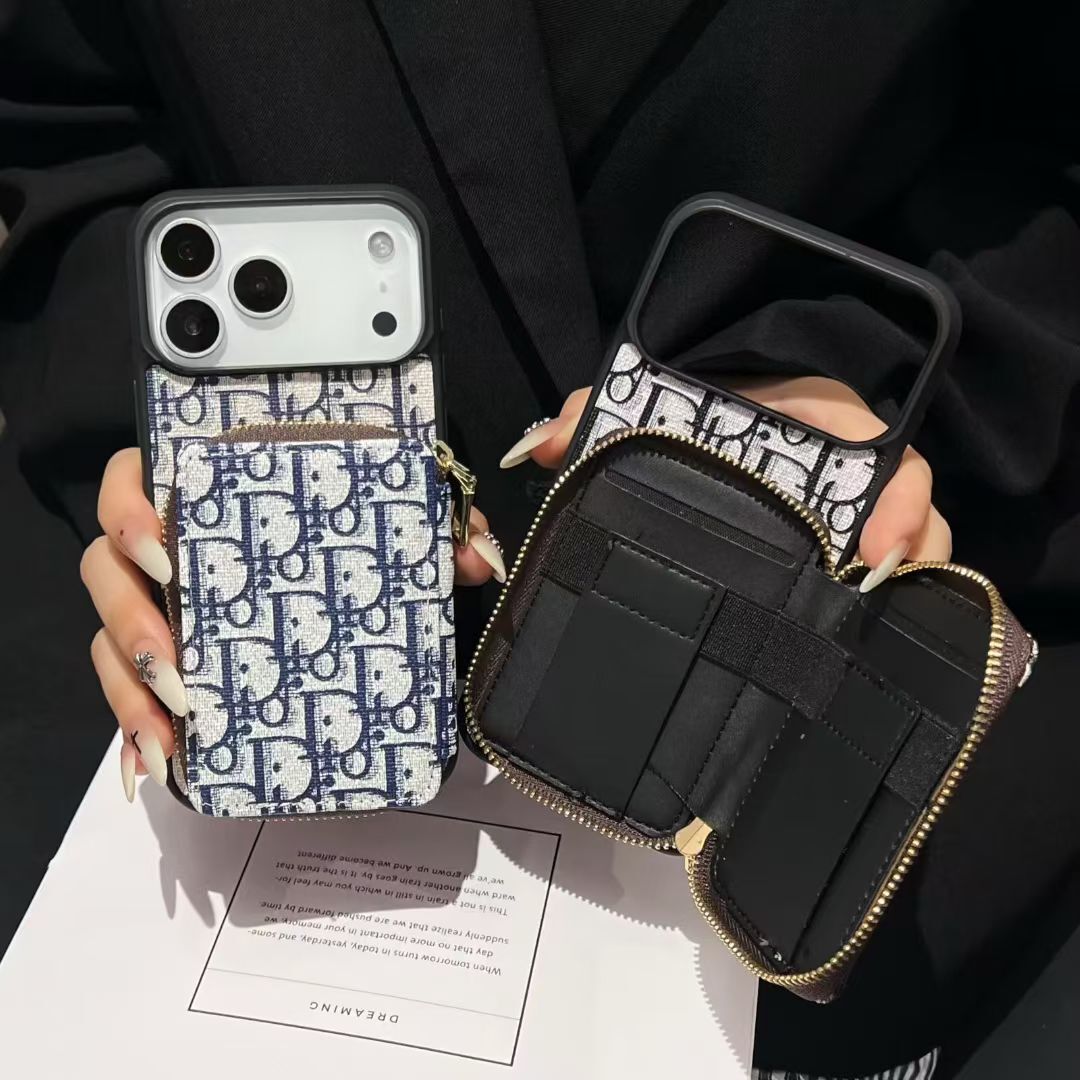 Dior Luxury iPhone Case Card Slot for iPhone 12-18 Pro & Pro Max