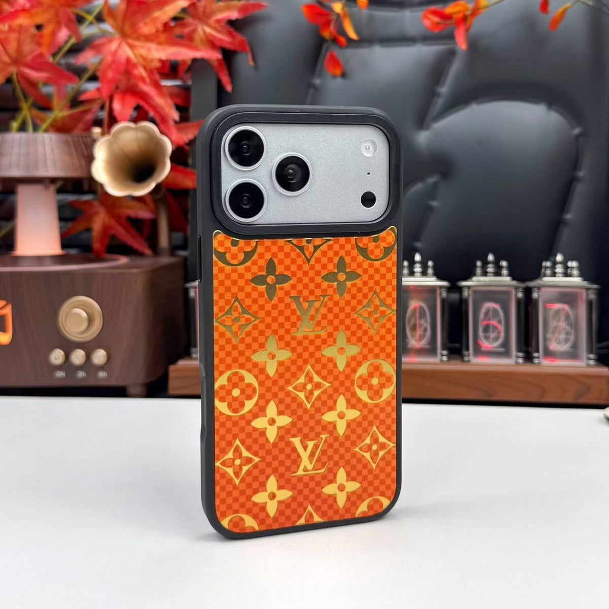 Luxury Metallic Foil LV Monogram Phone Case for iPhone 12-18 Pro & Pro Max