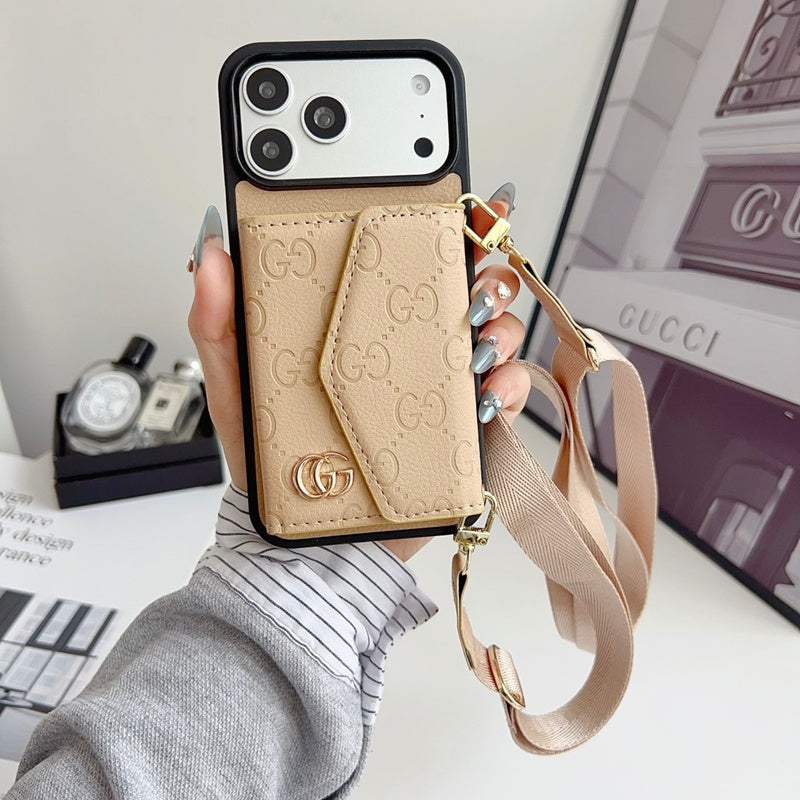 GG Classic Monogram Leather Card Case for iPhone 12-18 Pro & Pro Max