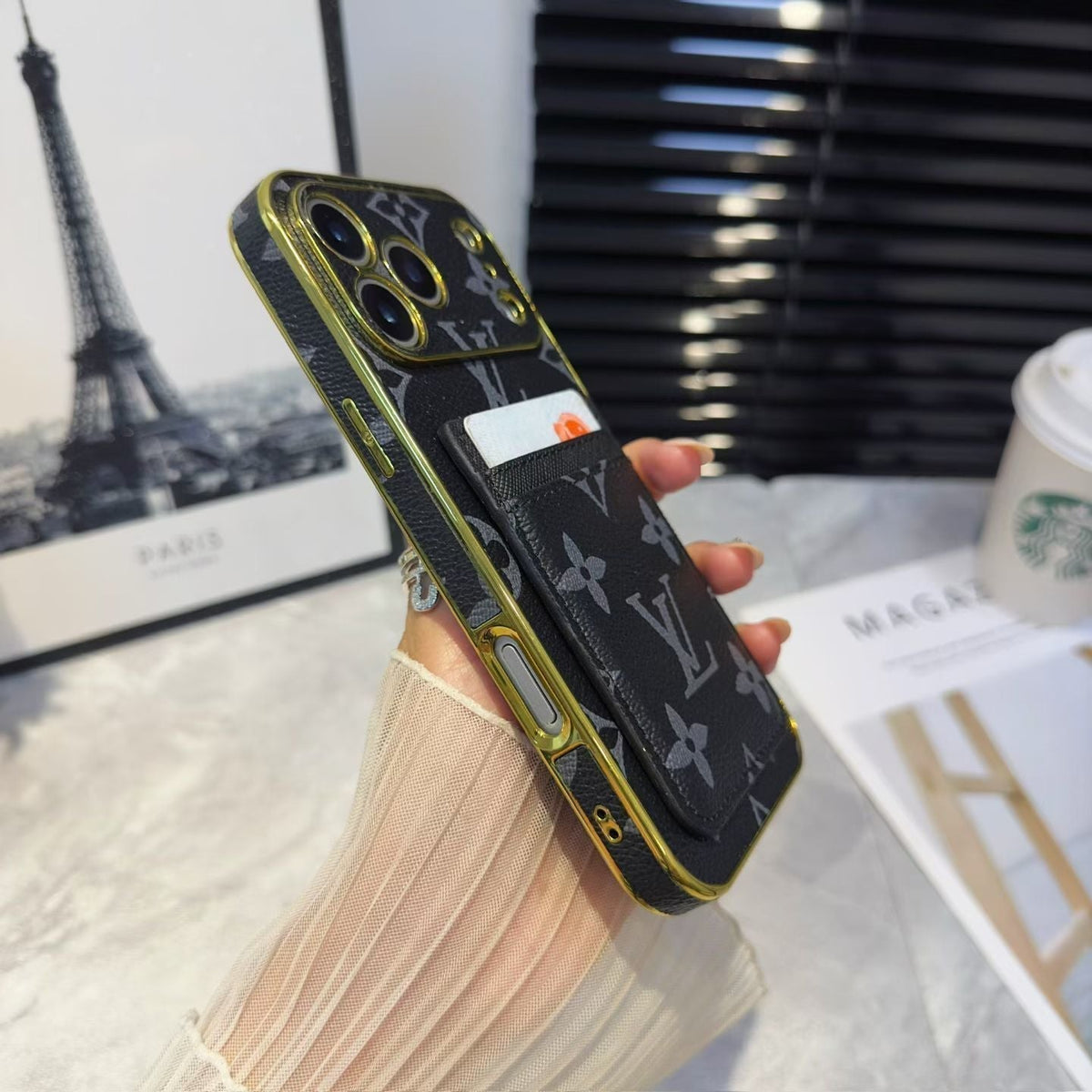 Luxury LV Phone Case with Card Holder For iPhone 12-18 Pro & Pro Max