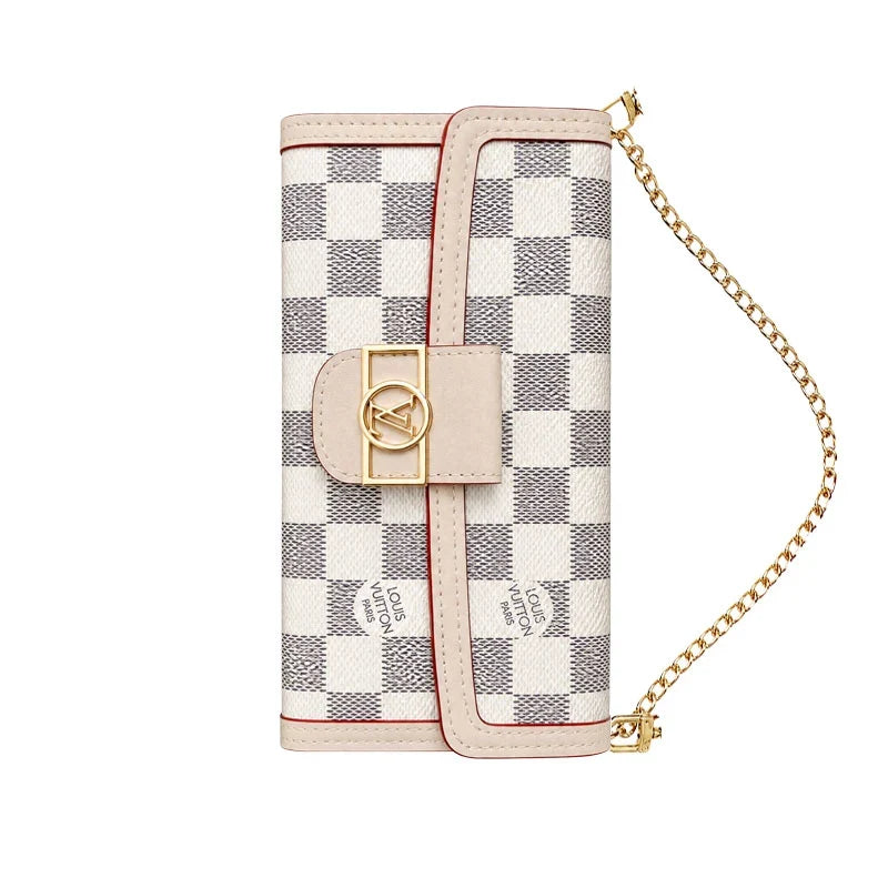 Luxury LV Phone Case with Flip Walle for iPhone 12-18 Pro & Pro Max
