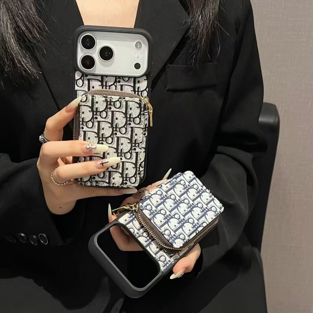 Dior Luxury iPhone Case Card Slot for iPhone 12-18 Pro & Pro Max