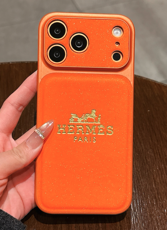 HRM Stamped Paris Emblem Leather Case for iPhone 14-18 Pro & Pro Max
