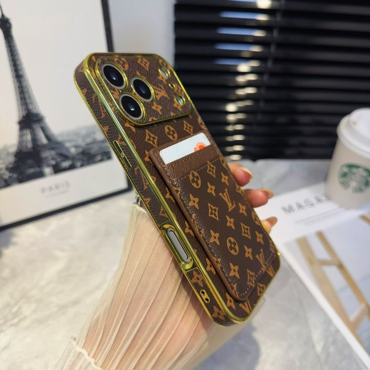Luxury LV Phone Case with Card Holder For iPhone 12-18 Pro & Pro Max