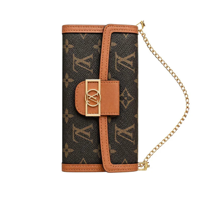 Luxury LV Phone Case with Flip Walle for iPhone 12-18 Pro & Pro Max