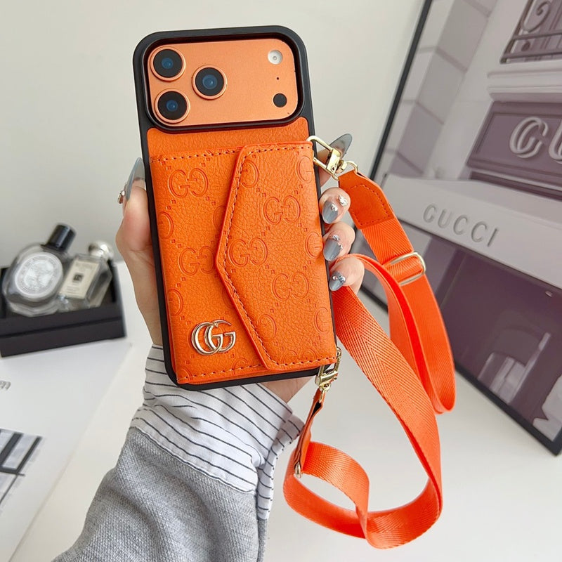 GG Classic Monogram Leather Card Case for iPhone 12-18 Pro & Pro Max