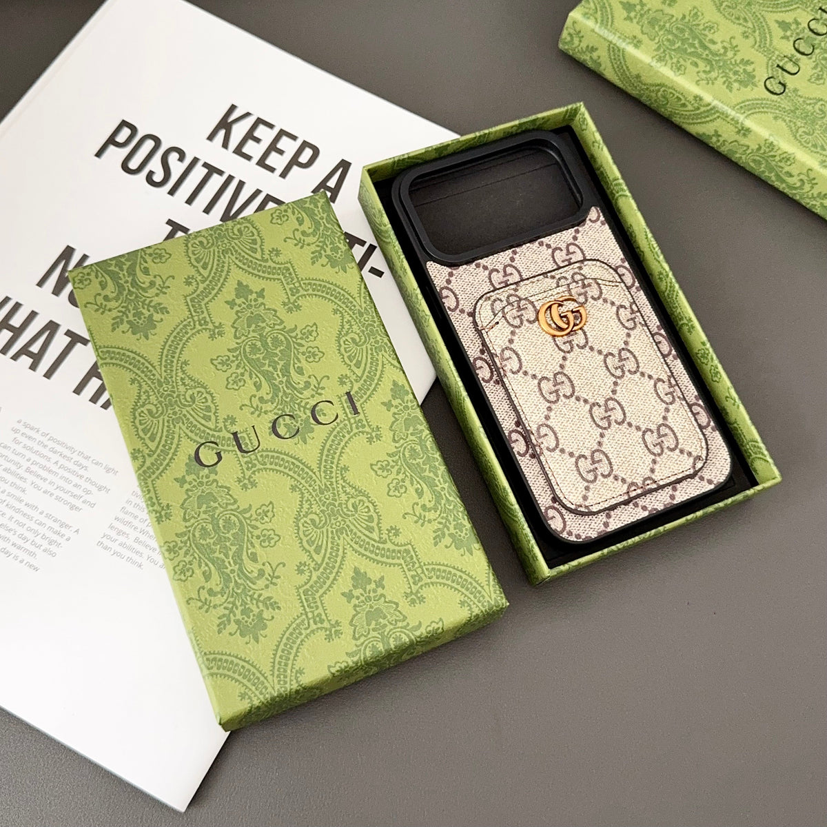 GG Supreme Canvas Card Holder Leather Case for iPhone 12-18 Pro & Pro Max