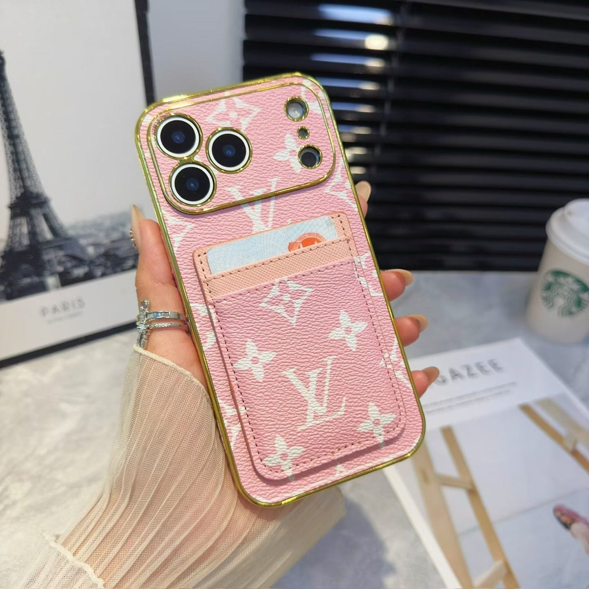 Luxury LV Phone Case with Card Holder For iPhone 12-18 Pro & Pro Max