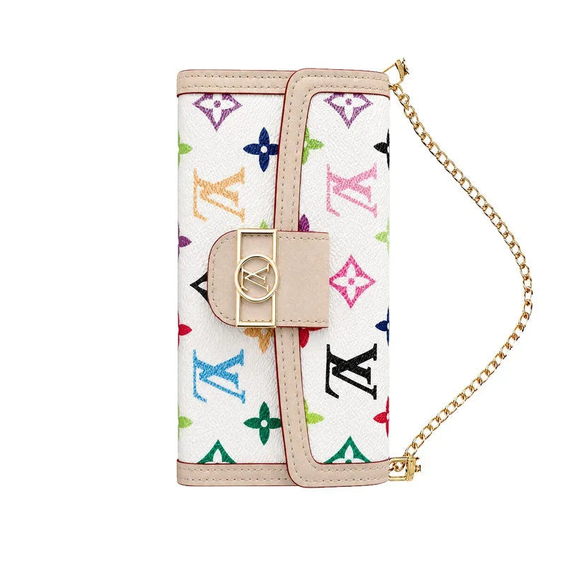 Luxury LV Phone Case with Flip Walle for iPhone 12-18 Pro & Pro Max