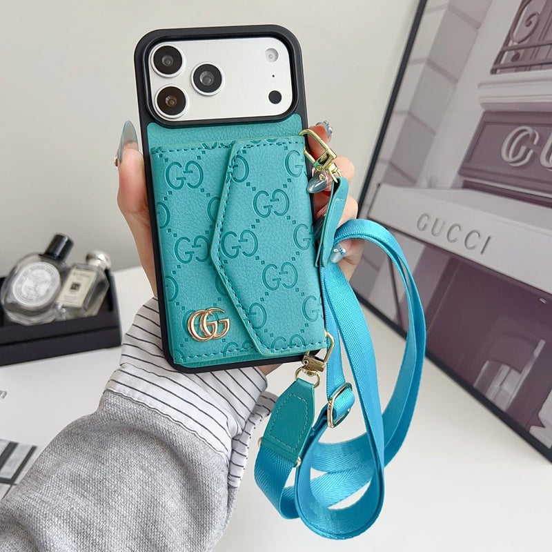 GG Classic Monogram Leather Card Case for iPhone 12-18 Pro & Pro Max