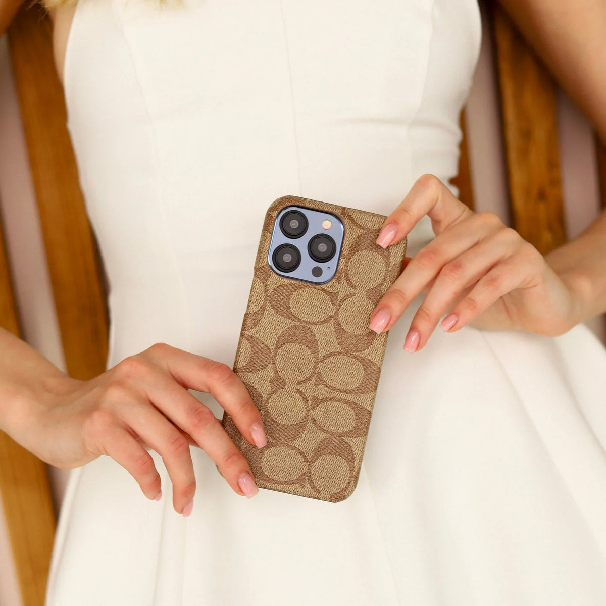 Coach Signature Monogram Canvas Case for iPhone 12-18 Pro & Pro Max