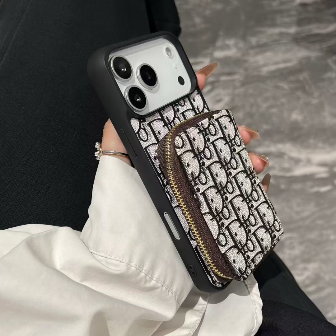 Dior Luxury iPhone Case Card Slot for iPhone 12-18 Pro & Pro Max