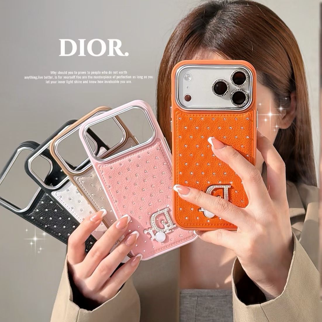 Classic Style Crystal Studded Phone Case for iPhone 13-18 Pro & Pro Max