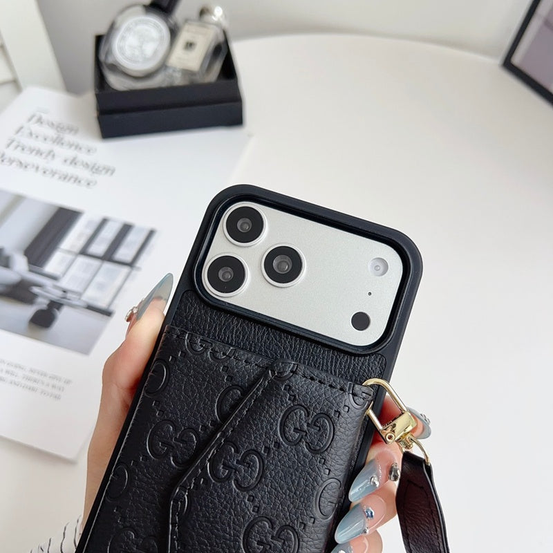 GG Classic Monogram Leather Card Case for iPhone 12-18 Pro & Pro Max