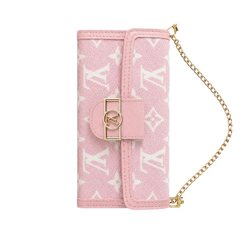 Luxury LV Phone Case with Flip Walle for iPhone 12-18 Pro & Pro Max
