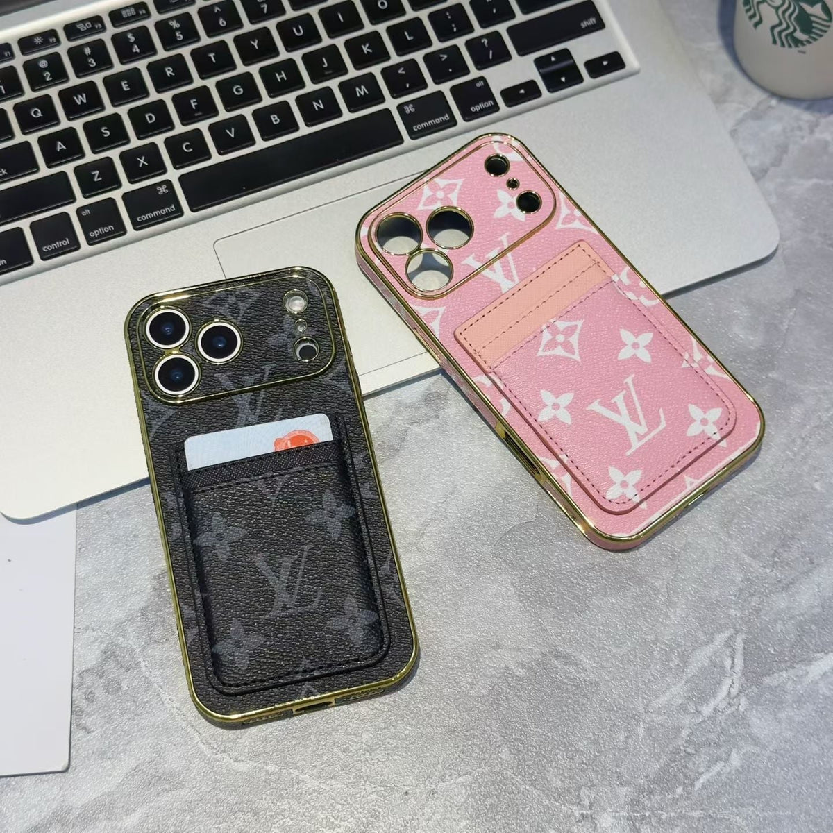 Luxury LV Phone Case with Card Holder For iPhone 12-18 Pro & Pro Max