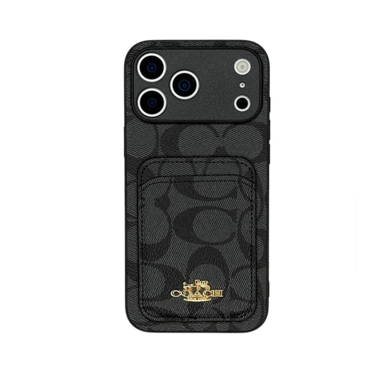 Luxury Coach Phone Case with Card Holder for iPhone 12-18 Pro & Pro Max