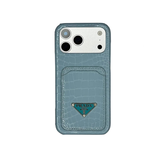 PRD Crocodile Pattern Card Holder Leather Case for iPhone 13-18 Pro & Pro Max