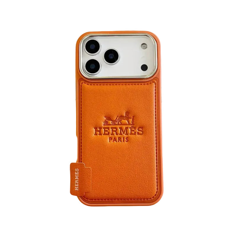 HRMS Two-Tone Leather Case with Stamped Logo for iPhone 13-18 Pro & Pro Max