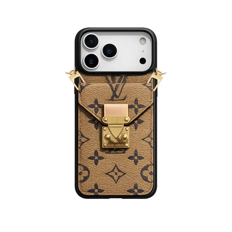 Premium Leather Monogram iPhone Case 13-18 Pro & Pro Max