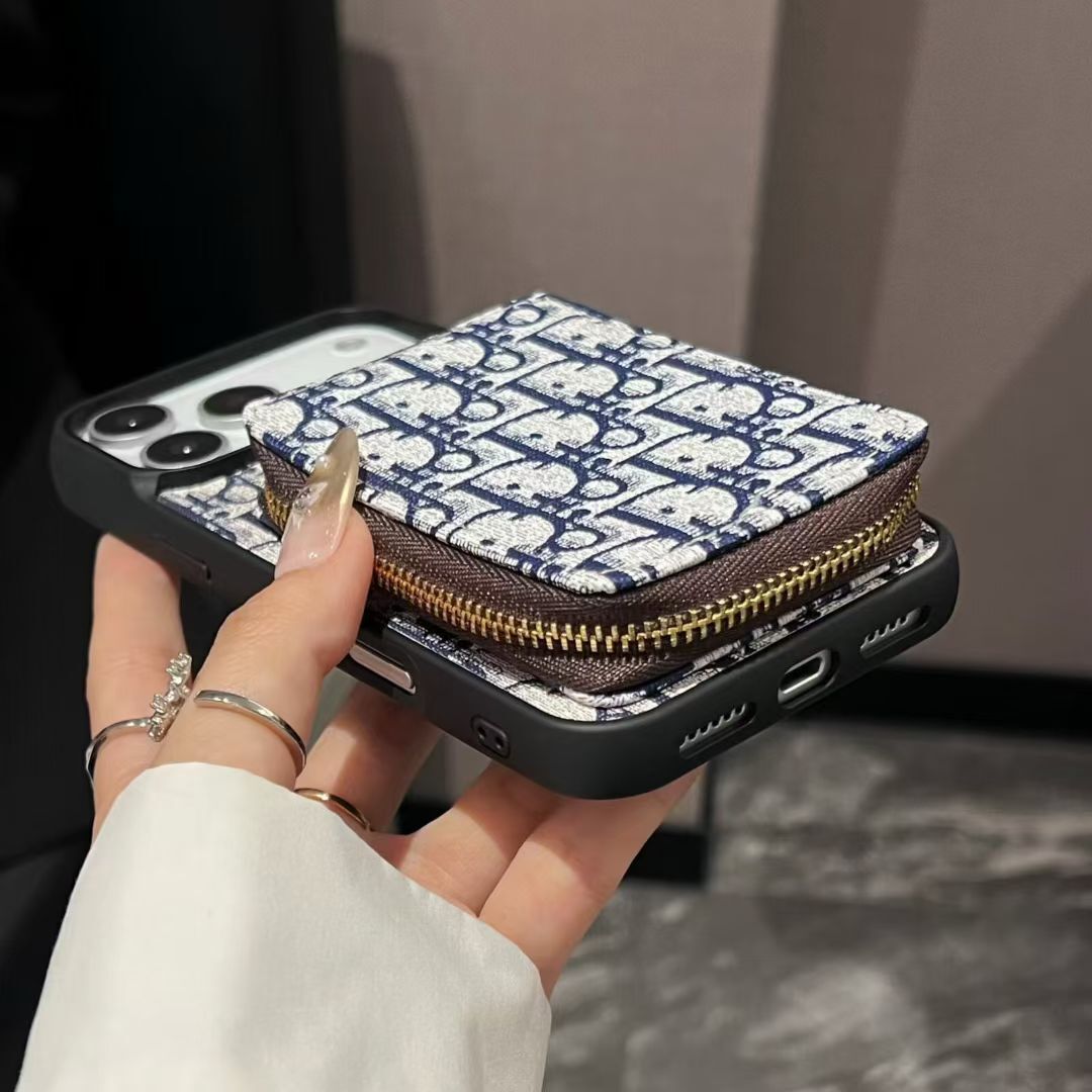 Dior Luxury iPhone Case Card Slot for iPhone 12-18 Pro & Pro Max