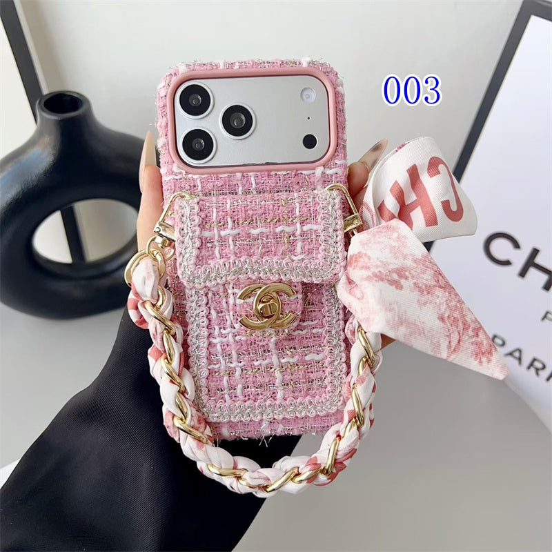 Luxury Tweed Designer Phone Case Classic Purse Style for iPhone 13-18 Pro & Pro Max