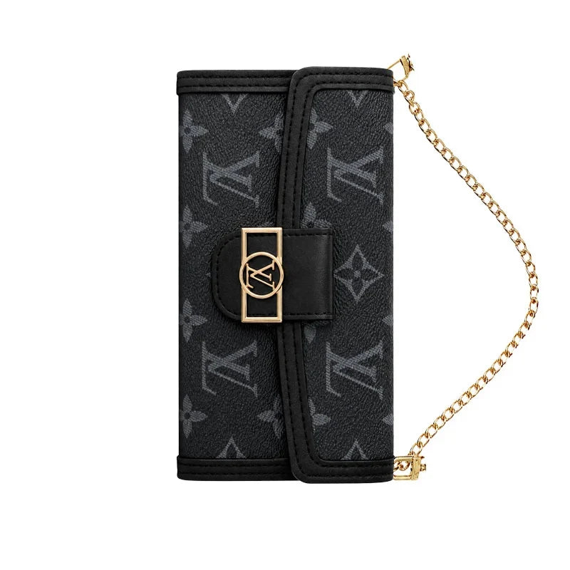 Luxury LV Phone Case with Flip Walle for iPhone 12-18 Pro & Pro Max
