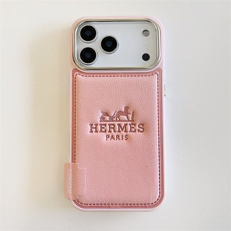 HRMS Two-Tone Leather Case with Stamped Logo for iPhone 13-18 Pro & Pro Max