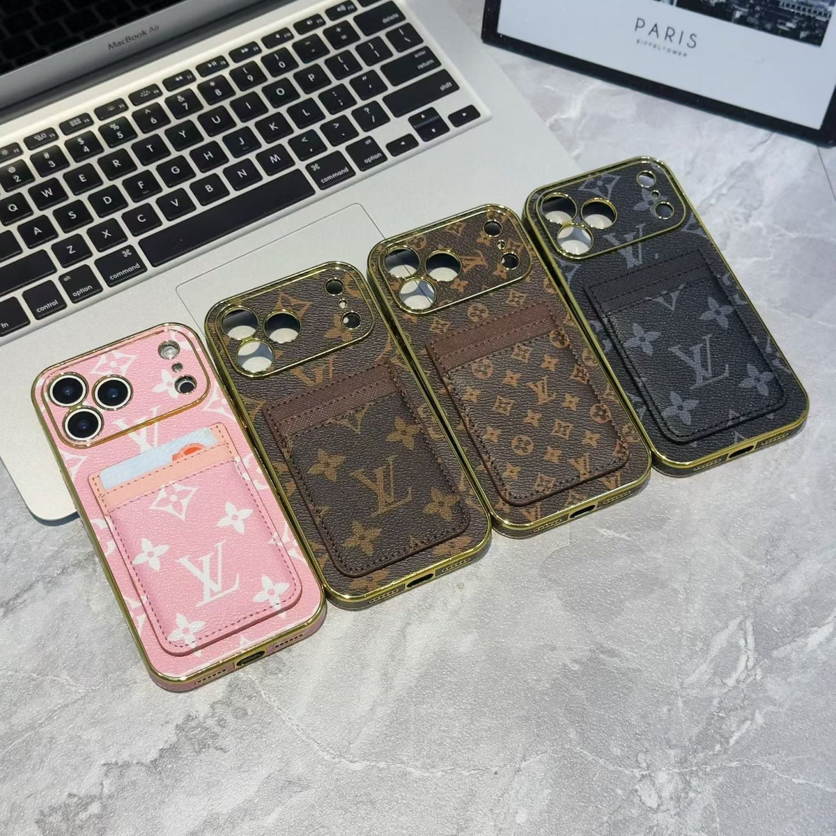 Luxury LV Phone Case with Card Holder For iPhone 12-18 Pro & Pro Max