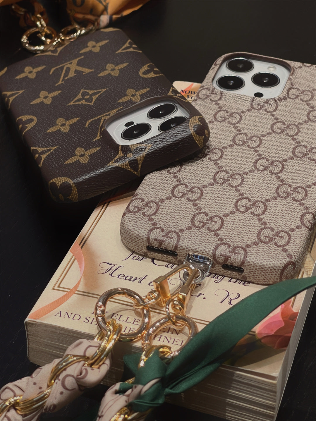 LUXURY CANVAS APPLE IPHONE CASE DETACHABLE SILK SCARF WRISTBAND Roxy New 2