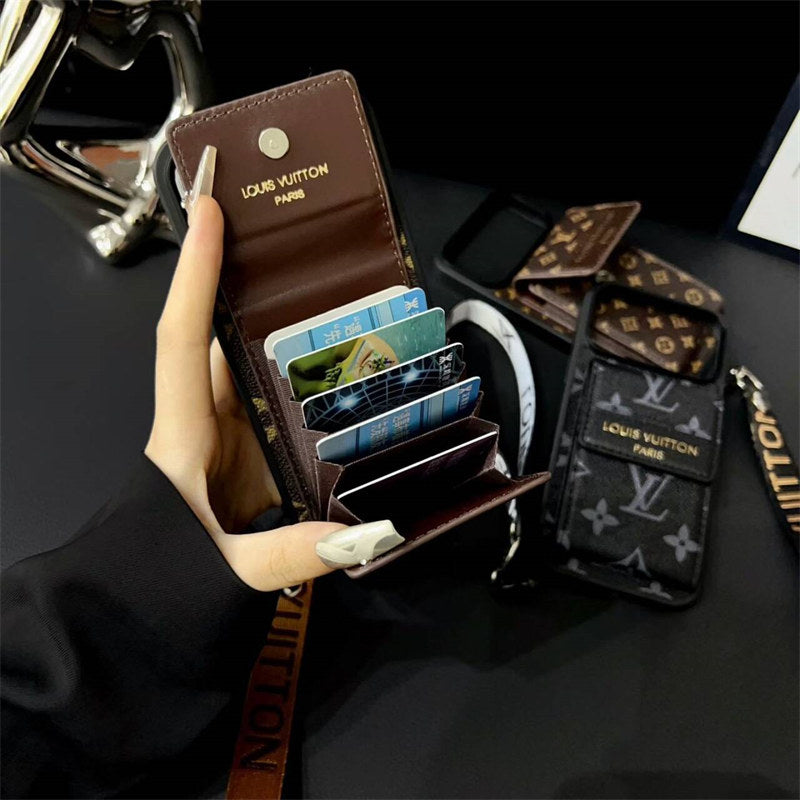 LV luxury canvas leather case for iPhone with card holder