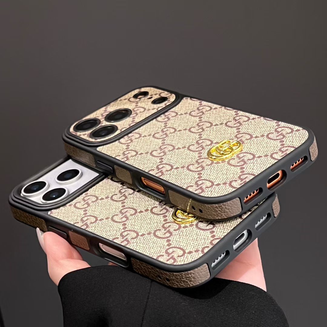 GG Leather Case with Interchangeable Lens Frame for iPhone 13-18 Pro & Pro Max