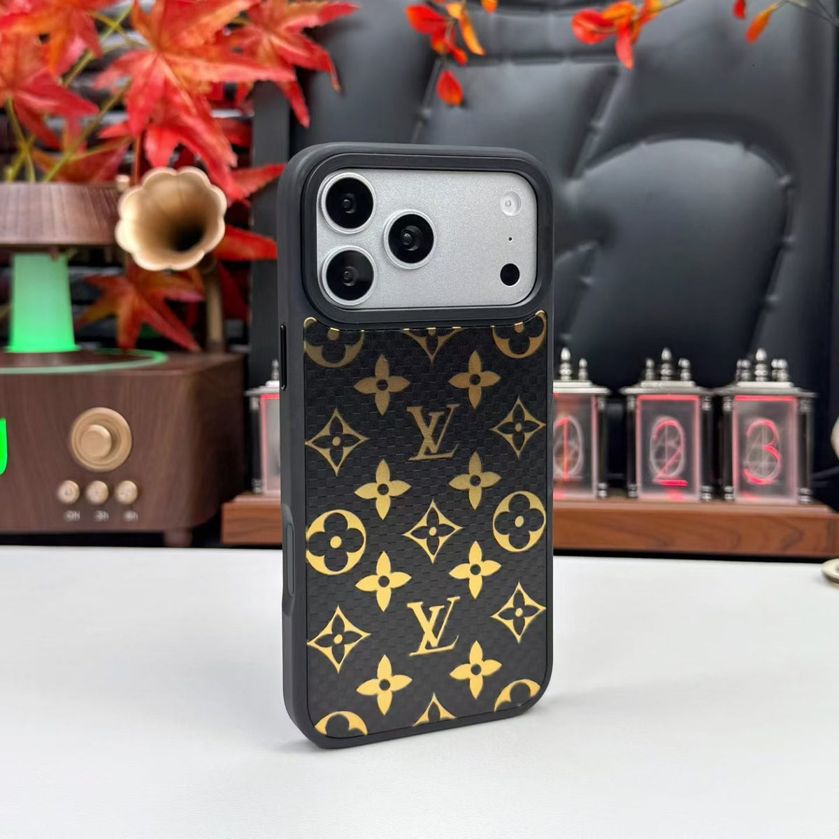 Luxury Metallic Foil LV Monogram Phone Case for iPhone 12-18 Pro & Pro Max