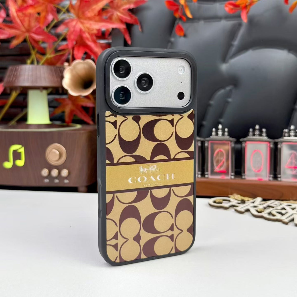Classic Signature Monogram Fabric Case for iPhone 14-18 Pro & Pro Max