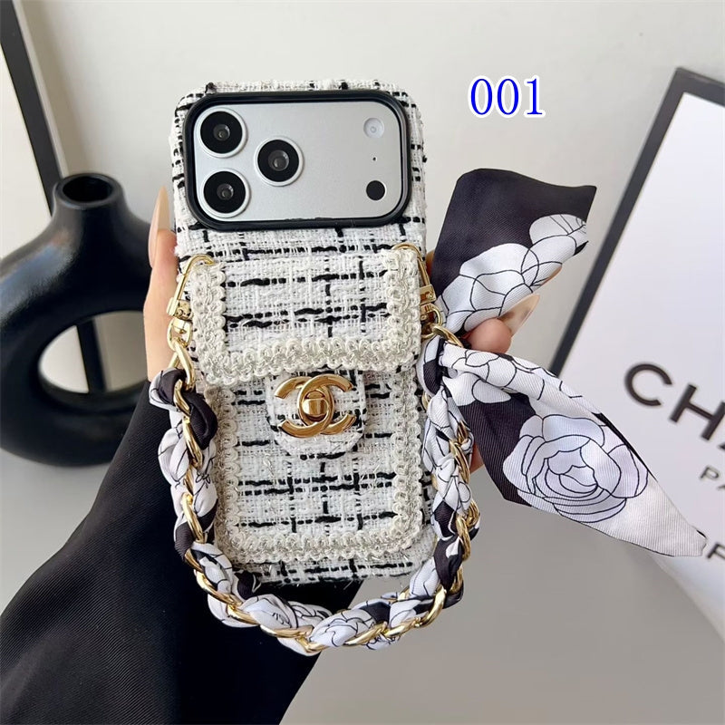 Luxury Tweed Designer Phone Case Classic Purse Style for iPhone 13-18 Pro & Pro Max