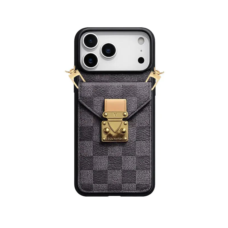 Premium Leather Monogram iPhone Case 13-18 Pro & Pro Max