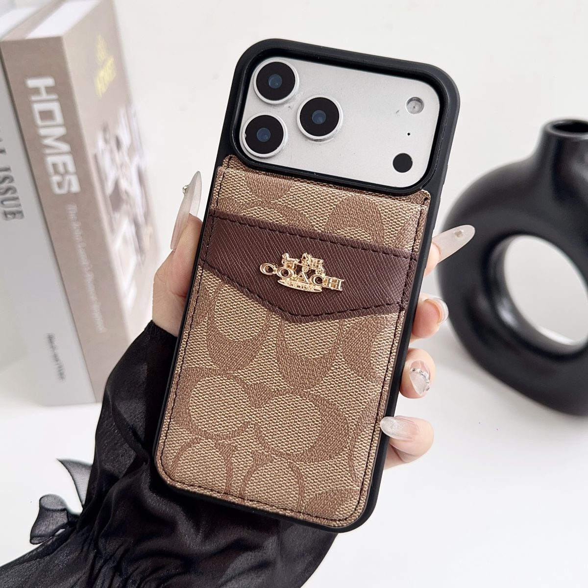 Premium Card Holder Coach Phone Case for iPhone 12-18 Pro & Pro Max