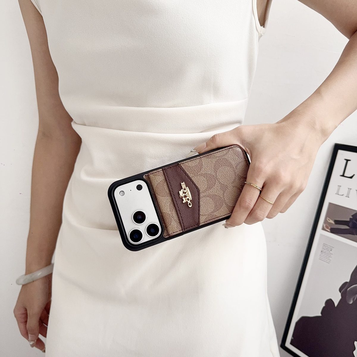 Premium Card Holder Coach Phone Case for iPhone 12-18 Pro & Pro Max