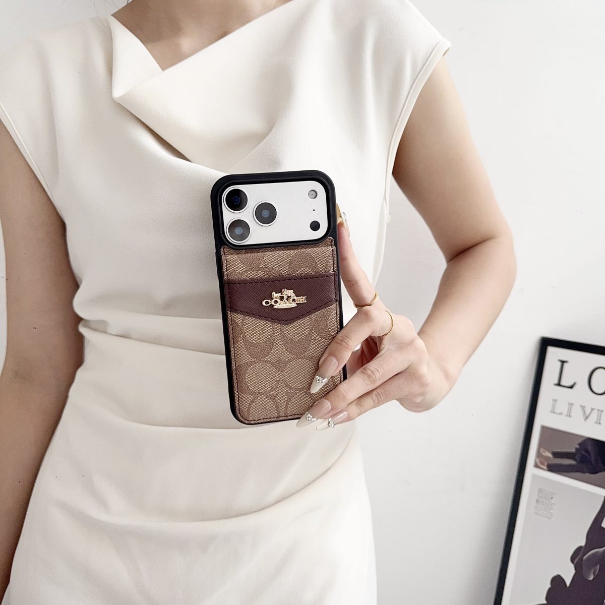 Premium Card Holder Coach Phone Case for iPhone 12-18 Pro & Pro Max
