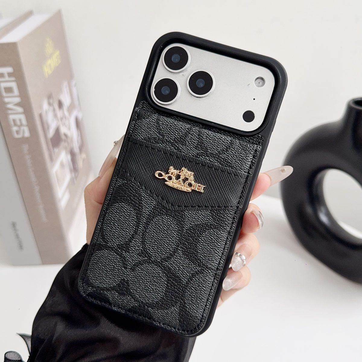 Premium Card Holder Coach Phone Case for iPhone 12-18 Pro & Pro Max