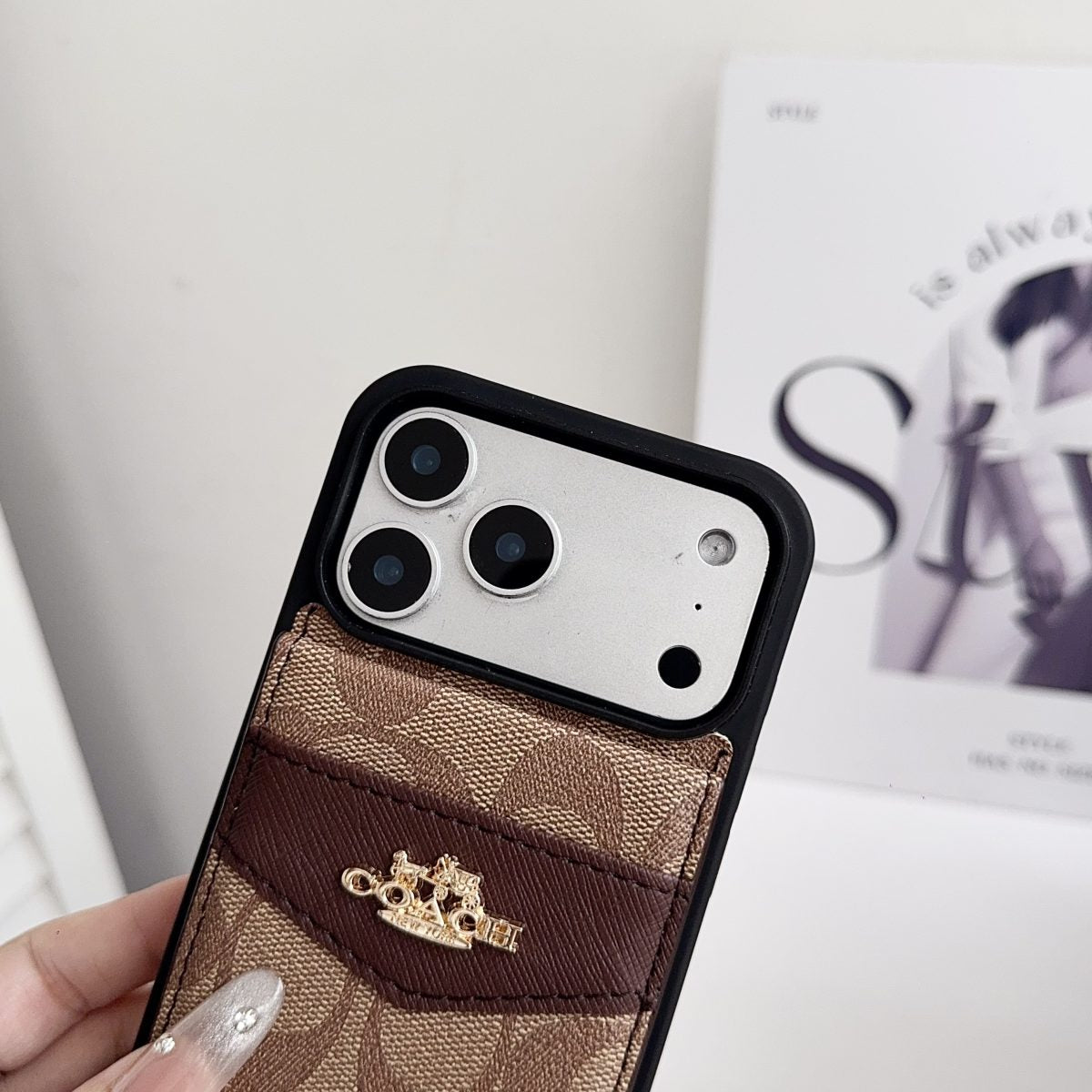 Premium Card Holder Coach Phone Case for iPhone 12-18 Pro & Pro Max