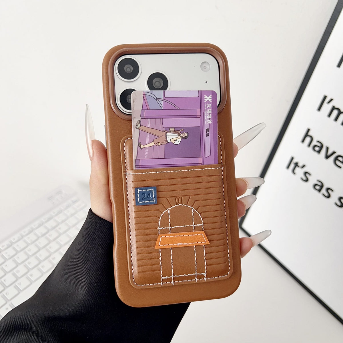 HRM Textured Leather Wallet Case with Card Slots for iPhone 13-18 Pro & Pro Max