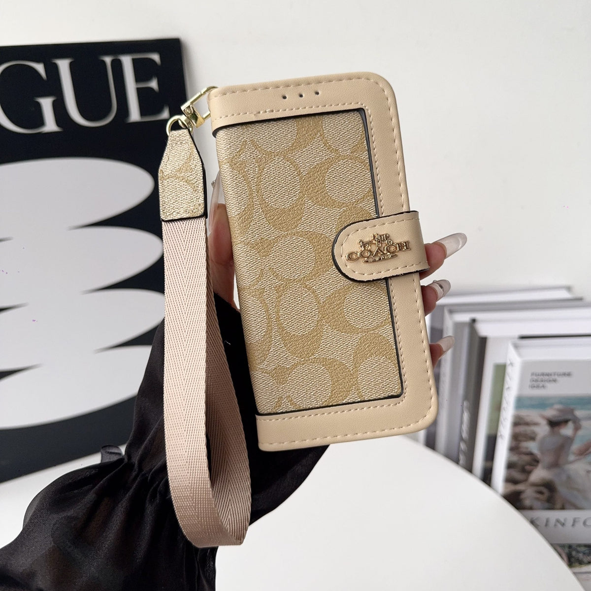 Luxury Monogram Canvas Wallet Case for iPhone 12-18 Pro & Pro Max