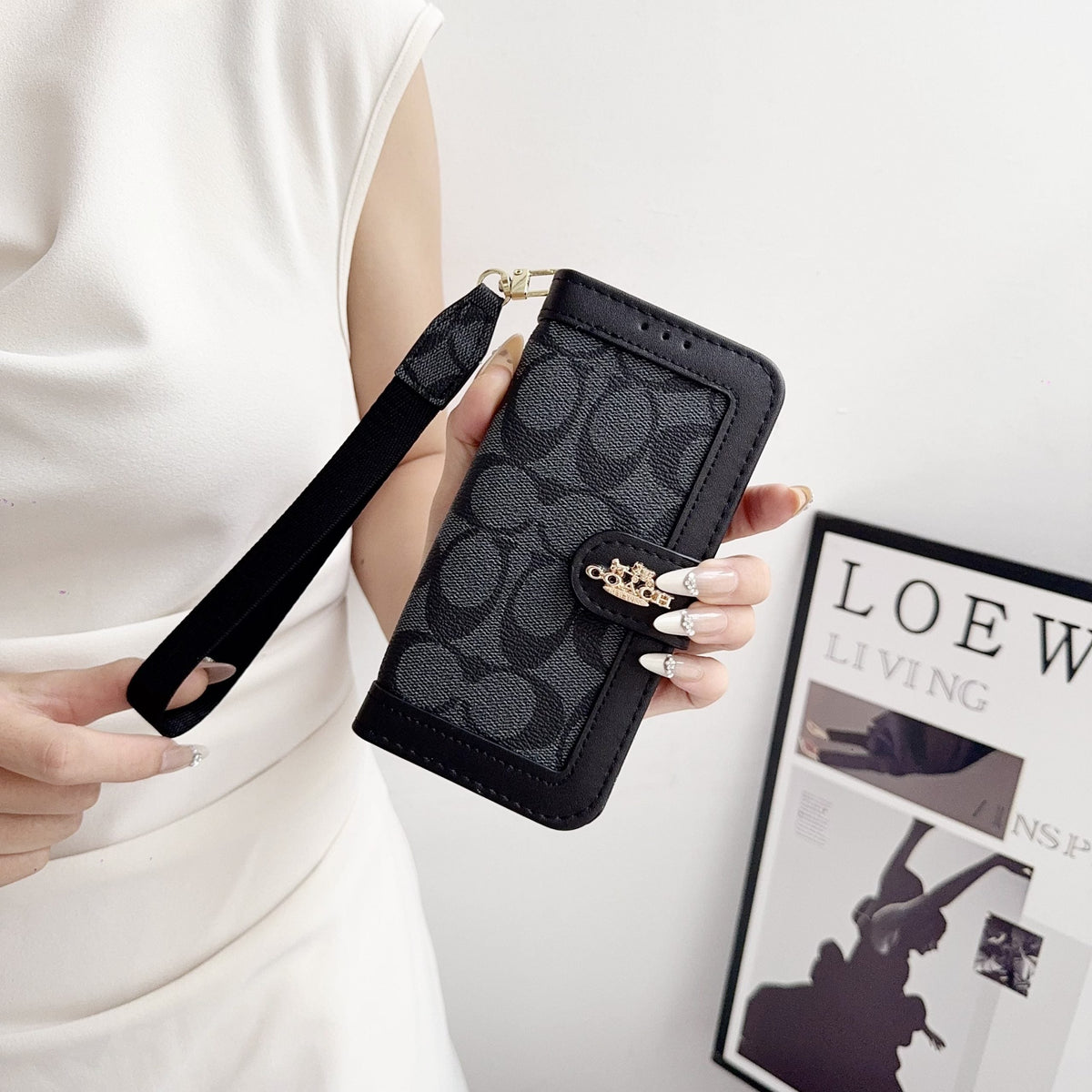 Luxury Monogram Canvas Wallet Case for iPhone 12-18 Pro & Pro Max