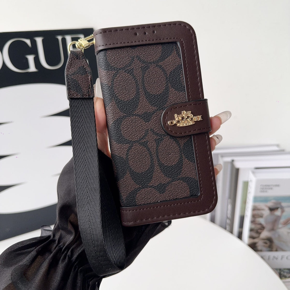 Luxury Monogram Canvas Wallet Case for iPhone 12-18 Pro & Pro Max