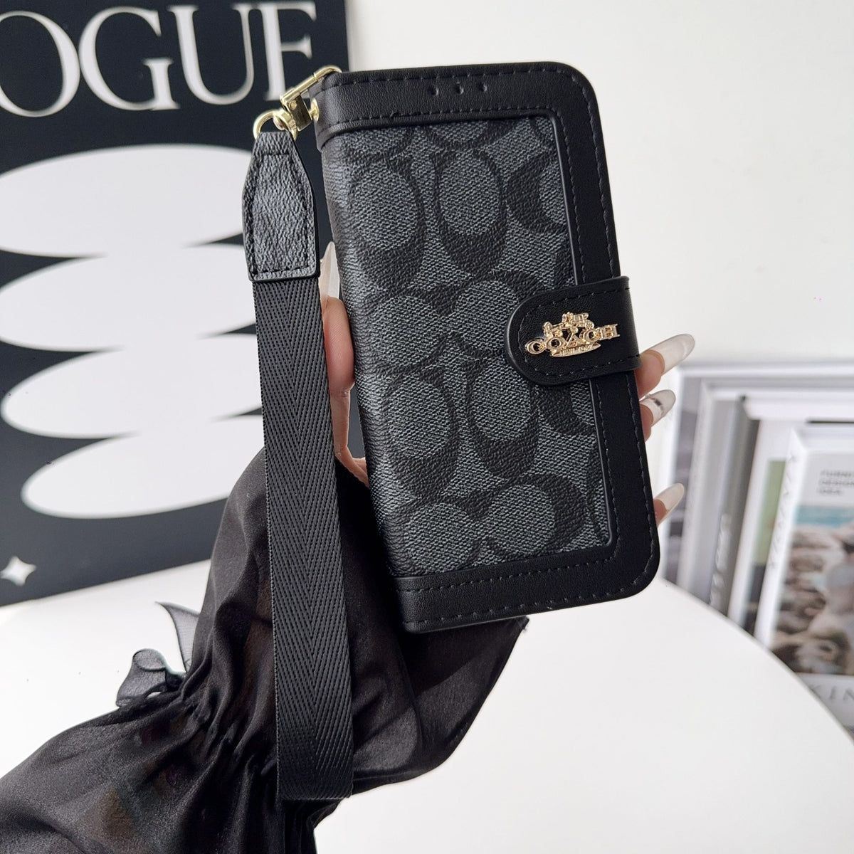 Luxury Monogram Canvas Wallet Case for iPhone 12-18 Pro & Pro Max