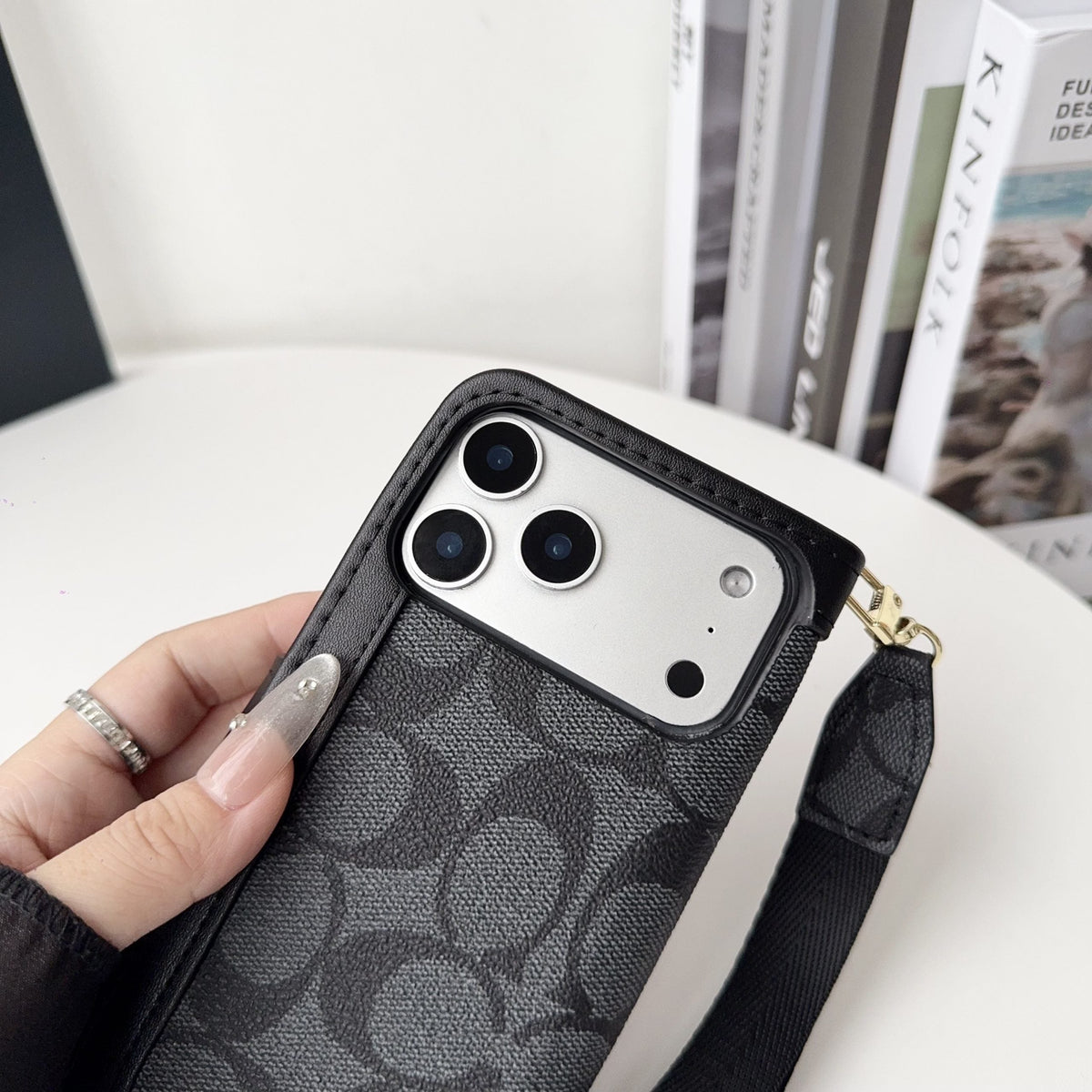 Luxury Monogram Canvas Wallet Case for iPhone 12-18 Pro & Pro Max