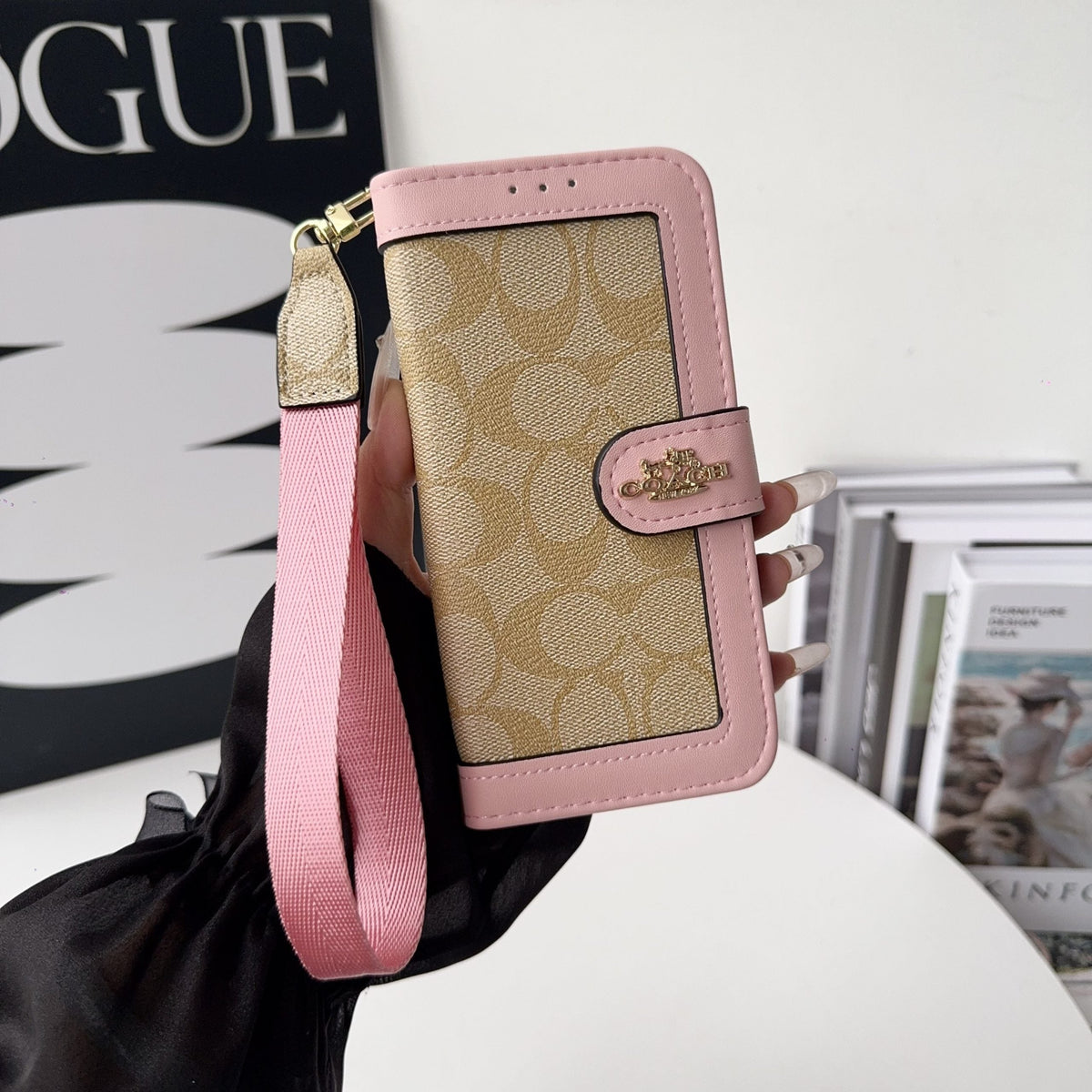 Luxury Monogram Canvas Wallet Case for iPhone 12-18 Pro & Pro Max